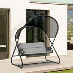 OUTSUNNY Garden Swing Ležalnik Za 2 Osebi Gugalni Okvir Zunanja Gugalnica S Sedežno Blazino Textline Black 166 X 140 X 187 Cm 