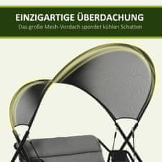 OUTSUNNY Garden Swing Ležalnik Za 2 Osebi Gugalni Okvir Zunanja Gugalnica S Sedežno Blazino Textline Black 166 X 140 X 187 Cm 