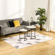 HOMCOM Moderna Preproga 230 X 160 Cm Trend Design Z Geometrijskimi Oblikami, Za Dnevno Sobo, Spalnica, Netkani Premaz, Siva + Črna + Bela 