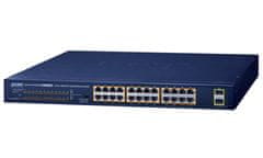 Planet GSW-2620HP PoE stikalo, 24x1Gb + 2x SFP 1Gb, VLAN, način razširitve 10Mb-250m, 802.3at, 802.3az, 240W PoE Budget