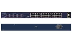 Planet GSW-2620HP PoE stikalo, 24x1Gb + 2x SFP 1Gb, VLAN, način razširitve 10Mb-250m, 802.3at, 802.3az, 240W PoE Budget