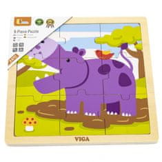 Viga Toys VIGA Priročna lesena sestavljanka Hippo 9 kosov