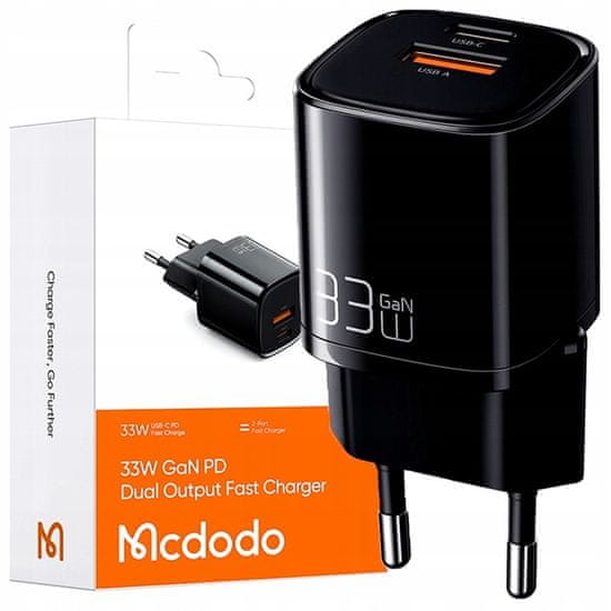 Mcdodo MCDODO HITRI TELEFONSKI POLNILEC 2X USB USB-C 33W GAN