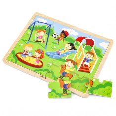 Viga Toys VIGA Leseno igrišče Puzzle 16 kosov