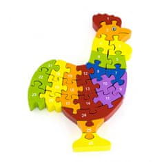 Viga Toys Lesena sestavljanka Puzzle Petelin 3D Abeceda Viga igrače Montessori