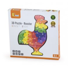 Viga Toys Lesena sestavljanka Puzzle Petelin 3D Abeceda Viga igrače Montessori