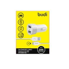 Budi Budi - Avtomobilski polnilec 2x USB, 24W + kabel USB-C 1,2 m (bel)