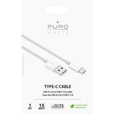 Puro PURO White - Povezovalni kabel USB-A / USB-C 1 m (bel)