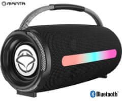 Manta SPK140GO prenosni zvočnik, BT 5.3, FM Radio, 20W, TWS, baterija, RGB LED, ročaj, črn