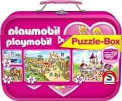 Schmidt Playmobil 4v1 Puzzle v pločevinastem kovčku (60,60,100,100 kosov)