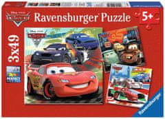 Ravensburger Puzzle Avtomobili: zabavno dirkanje 3x49 kosov