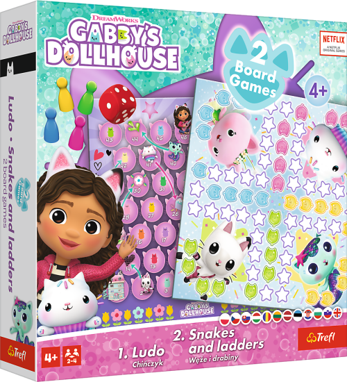 Trefl Komplet iger 2v1 Človek, ne jezi se, kače in lestve Gabby/Gabby´s Dollhouse