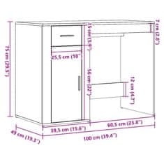 Vidaxl Pisalna miza artisan hrast 100x49x75 cm inženirski les