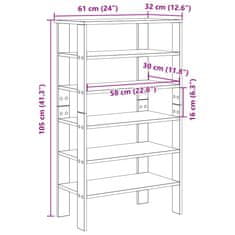 Vidaxl Regal za čevlje starinski les 61x32x105 cm inženirski les