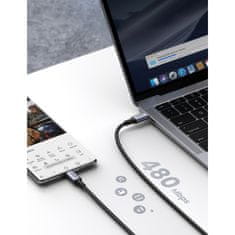 Ugreen Opleten kabel USB-C 5A 480Mbps 0,5 m črno siv