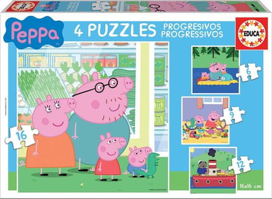 Educa Pepin Pig Puzzle 4v1 (6,9,12,16 kosov)