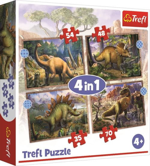 Trefl Puzzle Zanimivi dinozavri 4v1