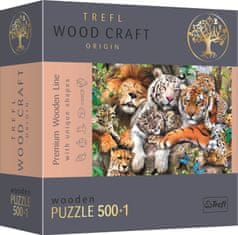 Trefl Wood Craft Origin Puzzle Divje mačke v džungli 501 kosov