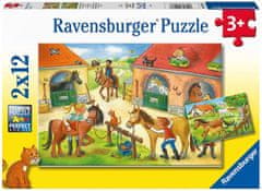 Ravensburger Kmetija Praznik puzzle s konji 2x12 kosov