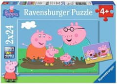 Ravensburger Pepina Piggy Puzzle: Srečno družinsko življenje 2x24 kosov