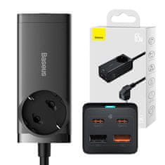 BASEUS Baseus GaN3 Pro stenski polnilec / napajalni trak 2xUSB + 2xUSB-C + AC, 65W