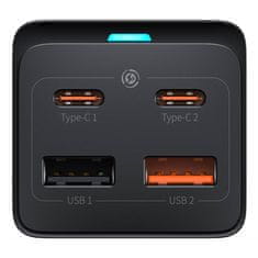 BASEUS Baseus GaN3 Pro stenski polnilec / napajalni trak 2xUSB + 2xUSB-C + AC, 65W