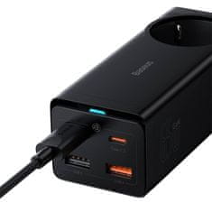 BASEUS Baseus GaN3 Pro stenski polnilec / napajalni trak 2xUSB + 2xUSB-C + AC, 65W