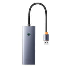 BASEUS Baseus UltraJoy Series Lite 4-portno vozlišče (USB na USB 3.0*4+Type-C 5V) (sivo)