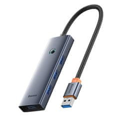 BASEUS Baseus UltraJoy Series Lite 4-portno vozlišče (USB na USB 3.0*4+Type-C 5V) (sivo)