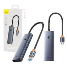 BASEUS Baseus UltraJoy Series Lite 4-portno vozlišče (USB na USB 3.0*4+Type-C 5V) (sivo)