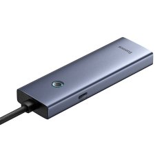 BASEUS Baseus UltraJoy Series Lite 4-portno vozlišče (USB na USB 3.0*4+Type-C 5V) (sivo)