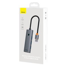 BASEUS Baseus UltraJoy Series Lite 4-portno vozlišče (USB na USB 3.0*4+Type-C 5V) (sivo)