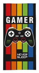 Detexpol Brisača za kopanje Gamer Never Sleep Bombaž - frotir, 70/140 cm