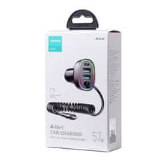 Joyroom Joyroom avtomobilski polnilec JR-CL20, 2x USB + 2x Lightning, 57W + Lightning kabel (črn)