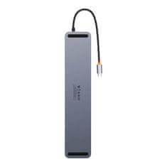 BASEUS Vozlišče 11v1 Baseus EliteJoy Gen2 serije USB-C na 3xUSB 3.0 + USB 2.0 + USB-C PD + USB-C + RJ45 + HDMI + jack 3,5 mm + SD/TF (siva)