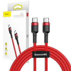 BASEUS BASEUS CAFULE CABLE DURABLE NYLON CABLE USB-C PD / USB-C PD PD2.0 60W 20V 3A QC3.0 1M RDEČA (CATKLF-G09)