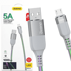 DUDAO DUDAO SVETLEČA OSVETLJENA LED USB - MIKRO USB KABEL 5 A 1 M SIVA (L9XM)