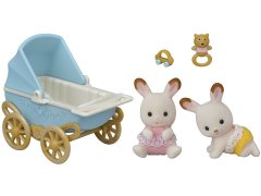 Sylvanian Families Čokoladna zajčka dvojčka z vozičkom