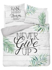 Detexpol Francosko posteljno perilo Never Give Up Cotton, 220/200, 2x70/80 cm