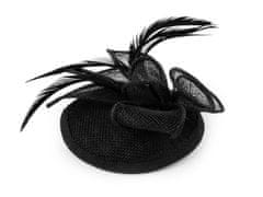 Fascinator / klobuk cvet s perjem - črn