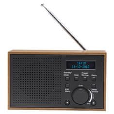 Denver Internetni in analogni radio Denver DAB-46DARK GREY, črn in rjav, z LCD zaslonom, DAB+ in FM tunerjem, alarmno uro, zunanjo anteno, 1 zvočnikom, 2 W RMS moči.