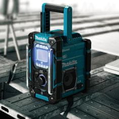 Makita Prenosni digitalni radio Makita DMR301 v črni in teal barvi, zaščiten pred pršenjem, z Bluetooth povezavo in DAB+ podporo, 3-letna garancija.