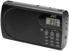 JVC Prenosni radio JVC RA-E431B, FM z analognim tunerjem, LCD zaslon, alarm, 10 prednastavljenih postaj, črn, AC/baterijski napajanje