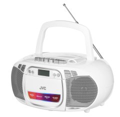 JVC Prenosni CD predvajalnik JVC RC-E451W - Beli, MP3 predvajanje, Bluetooth, AUX, FM radio, LCD zaslon, 2 vgrajena zvočnika, moč 3.2 W, 24-urno pošiljanje.