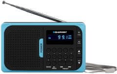 Blaupunkt Radio Blaupunkt PR5BL Analog v črni in modri barvi, z LCD displejem, podporo za FM, napajanjem na baterije in anteno, idealen za ljubitelje klasičnega radia.