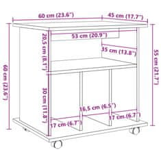 Vidaxl Omarica na kolesih starinski les 60x45x60 cm inženirski les