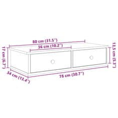 Vidaxl Stenska polica s predali rjav hrast 80x34x17 cm inženirski les