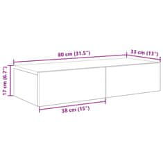 Vidaxl Stenska polica s predali bel 80x33x17 cm inženirski les