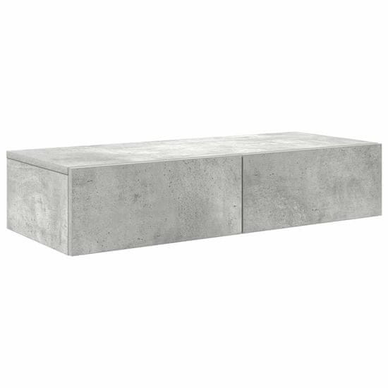 Vidaxl Stenska polica s predali betonsko siv 80x33x17 cm inž. les