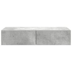 Vidaxl Stenska polica s predali betonsko siv 80x33x17 cm inž. les